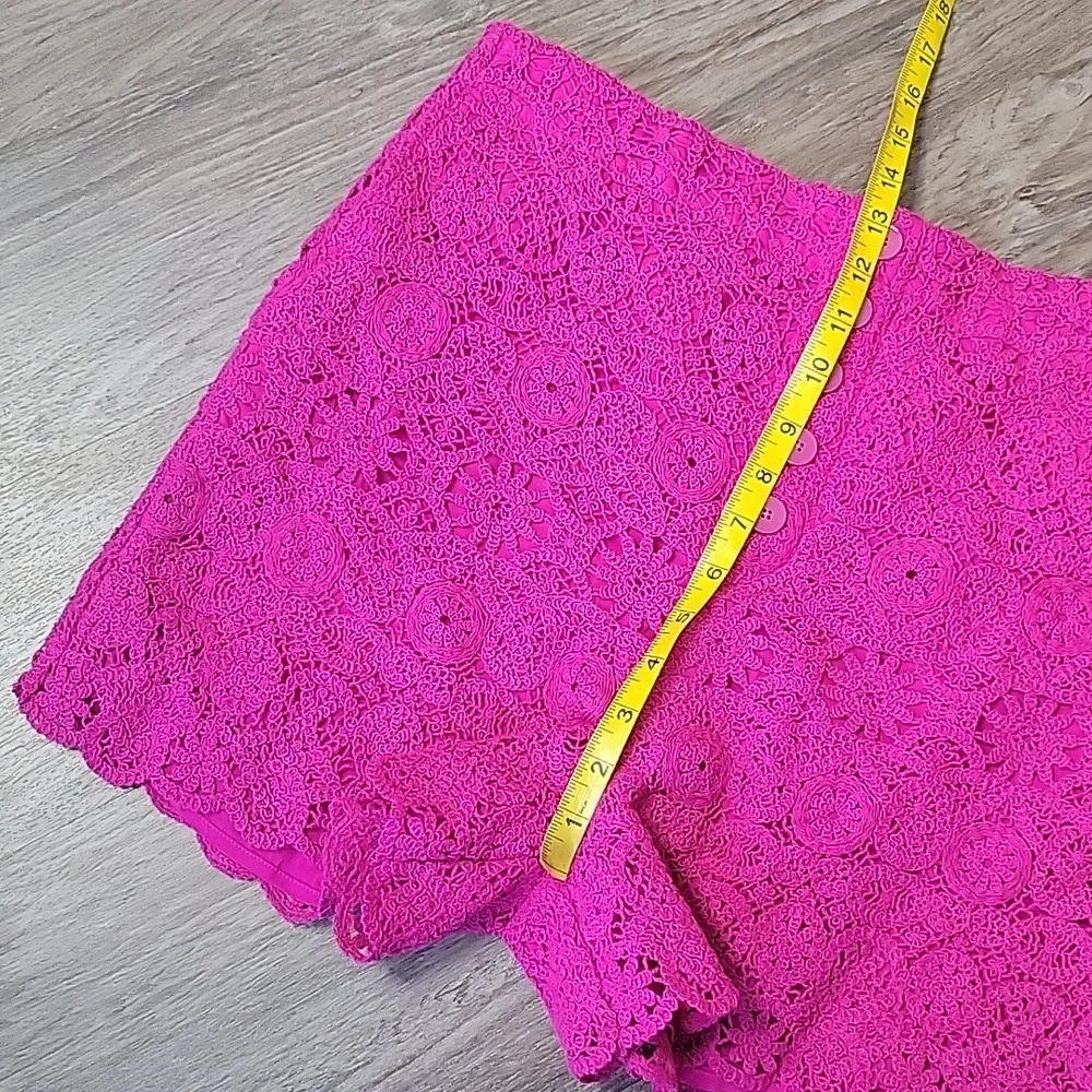 NWT Anthropologie × Maeve Eyelet Lace Crochet High Rise Shorts Fuschia Pink 12